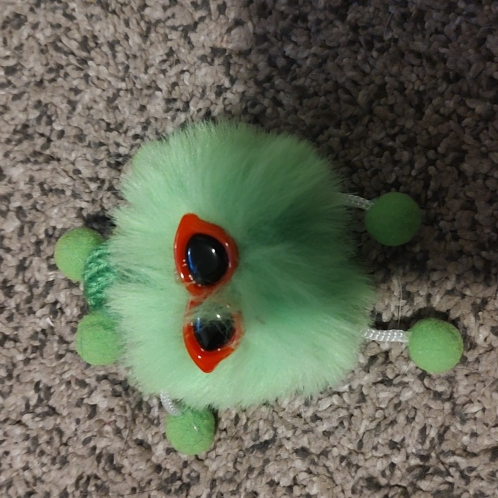 Cute Fluffy Keychain with Gold Accents